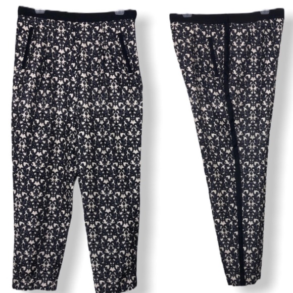 Robert Rodriguez Black Patterned Pull On 100% Silk Pants Size 8 - Picture 2 of 9